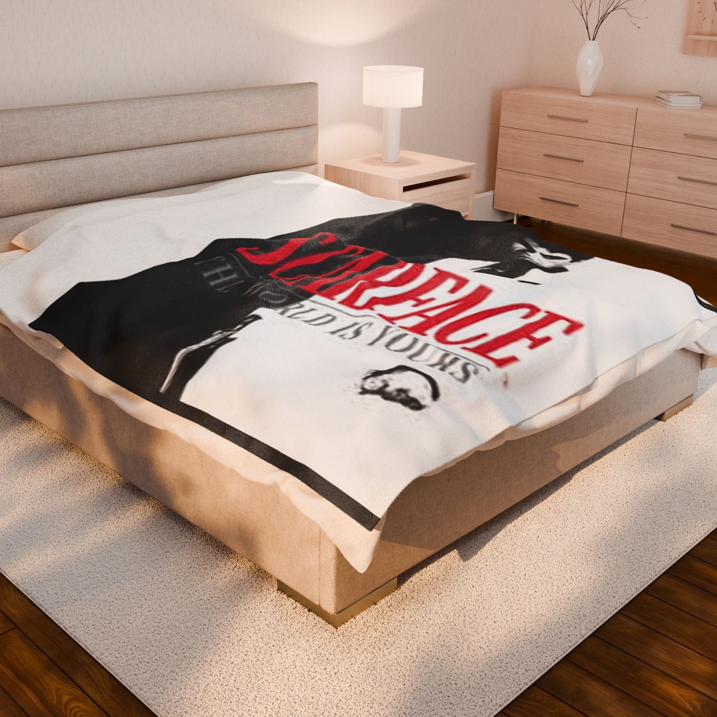 Scarface Velveteen Plush Blanket - Cozy Throw for Fans of Classic Movies, The World is Yours Design
