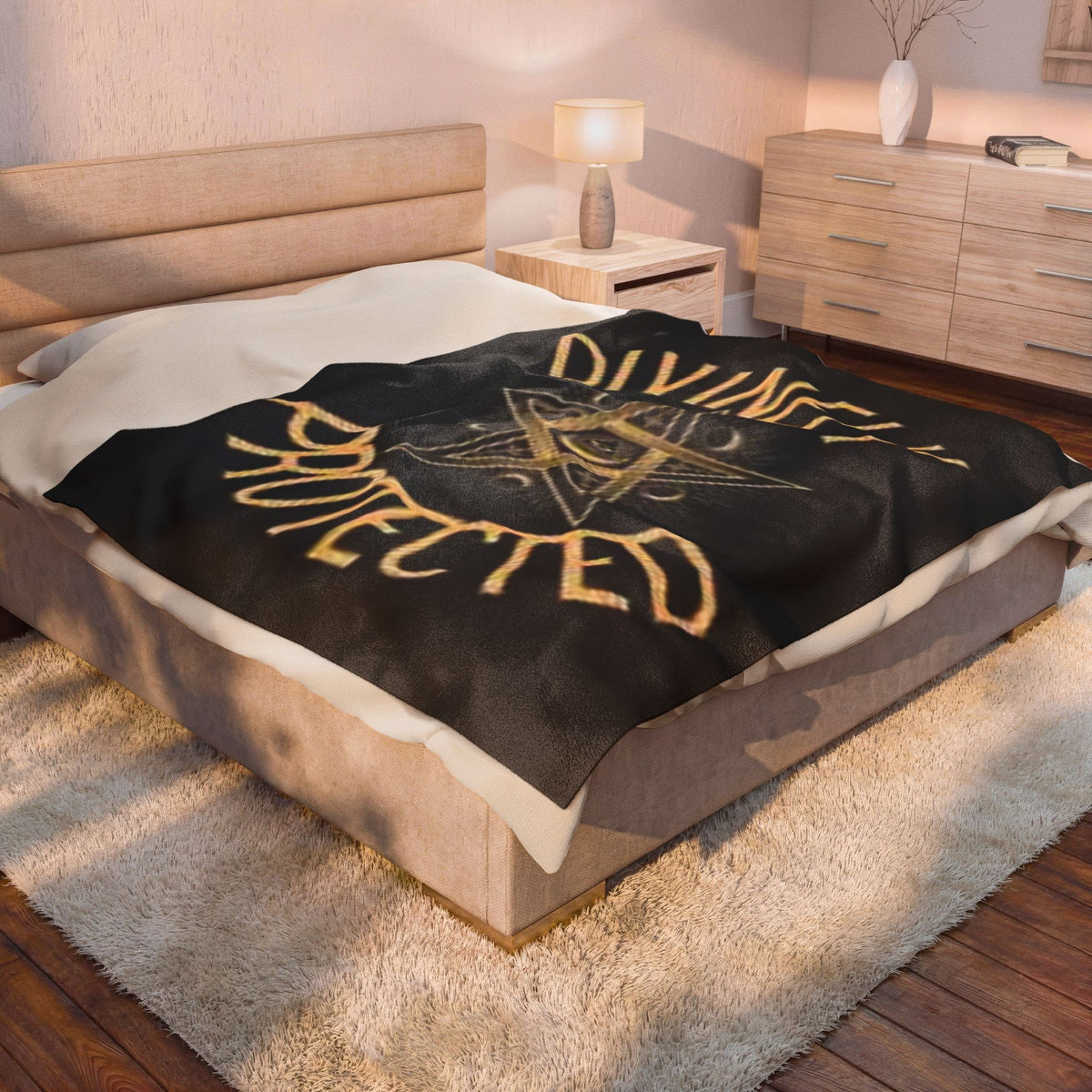 Divinely Protected Velveteen Plush Blanket – Cozy Pagan-Inspired Home Decor