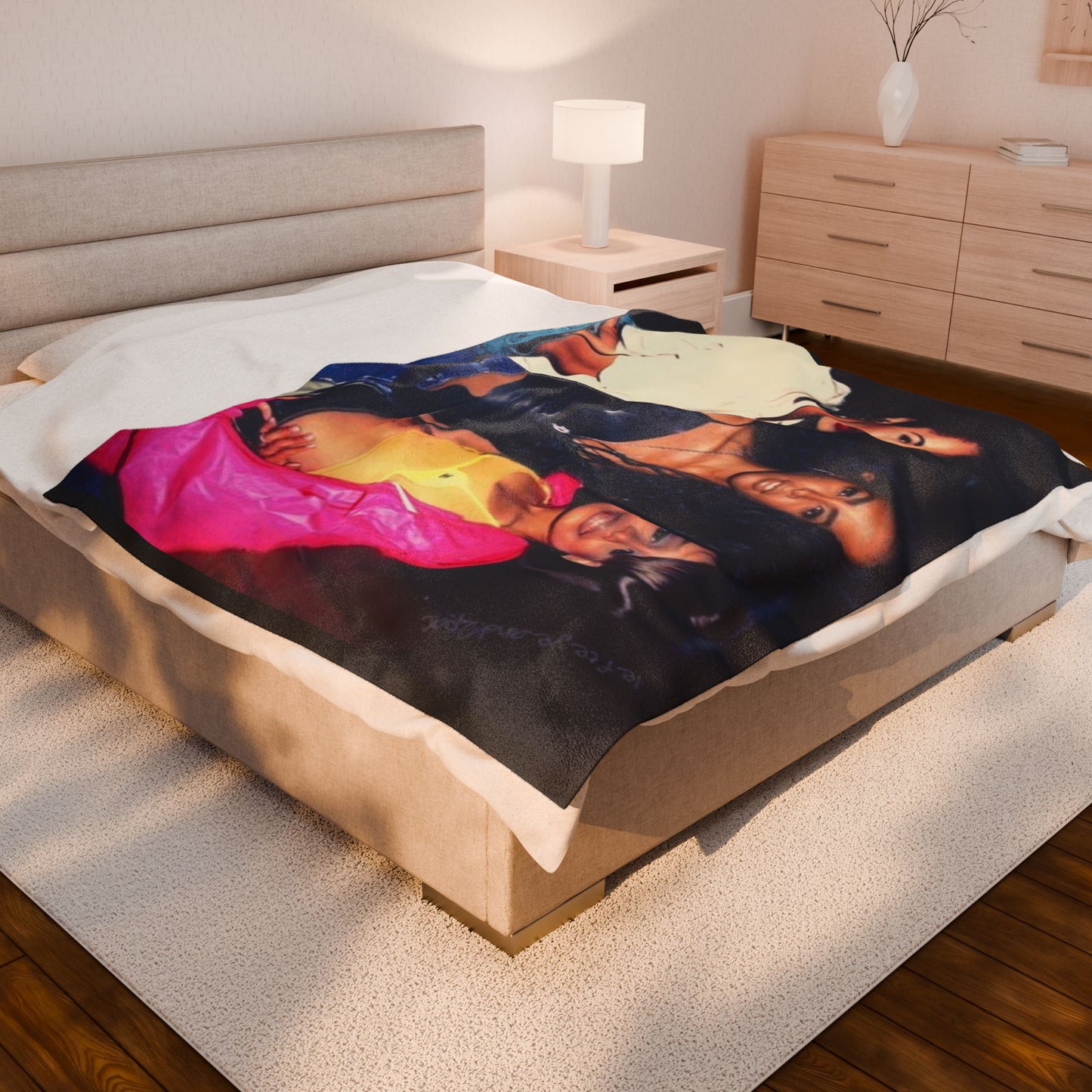 Selena, Aaliyah, and Left-Eye Velveteen Plush Blanket - Cozy Throw for Nostalgic Vibes