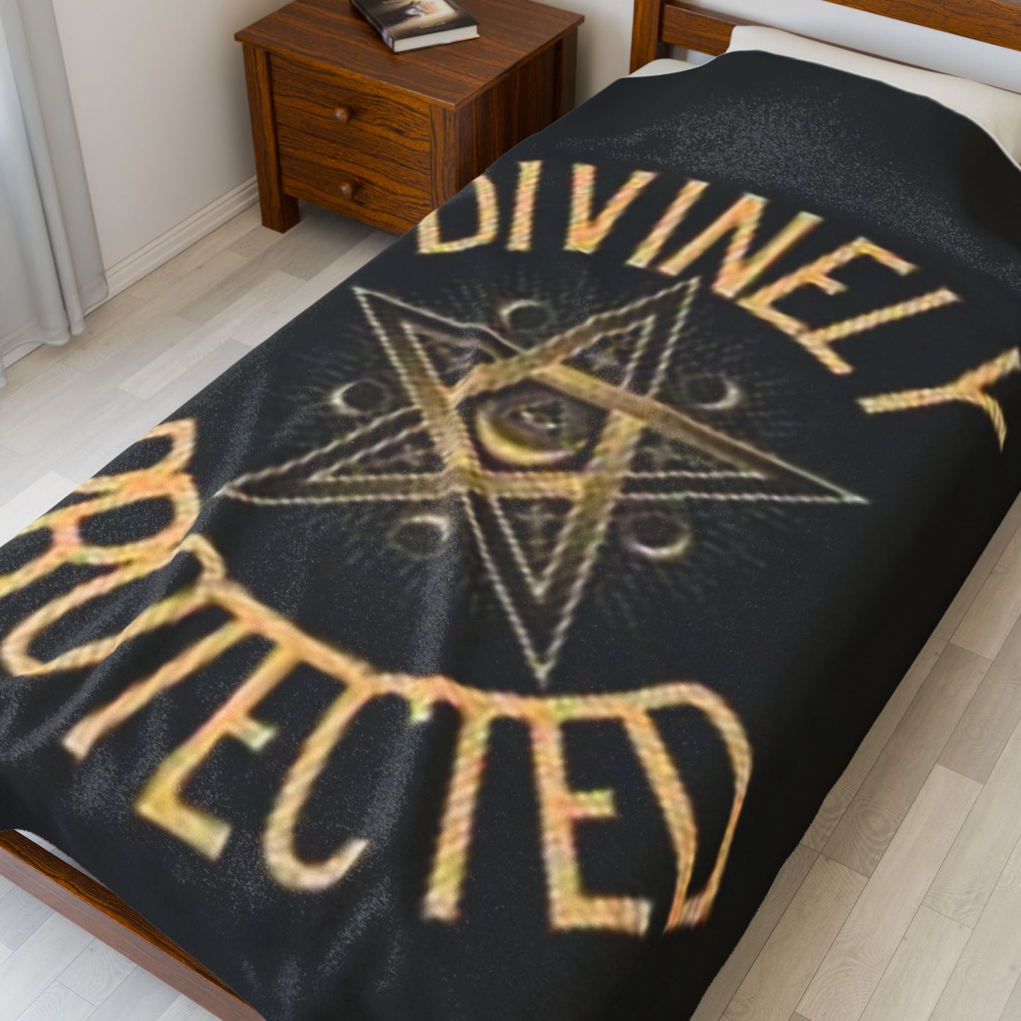 Divinely Protected Velveteen Plush Blanket – Cozy Pagan-Inspired Home Decor