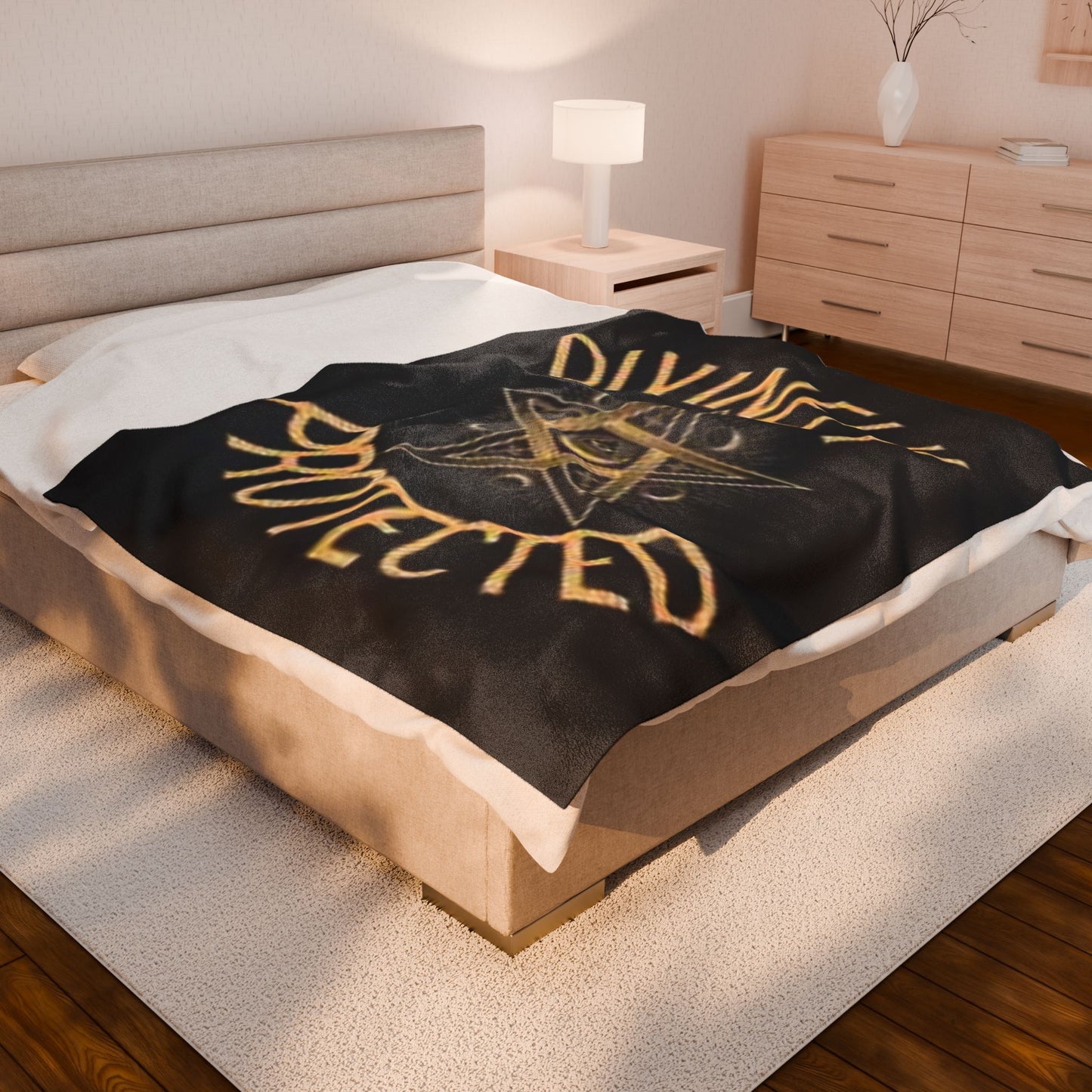 Divinely Protected Velveteen Plush Blanket – Cozy Pagan-Inspired Home Decor