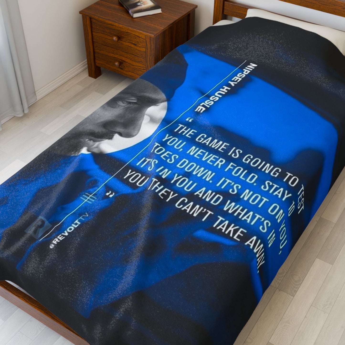 Inspirational Velveteen Plush Blanket with Nipsey Hussle Quote