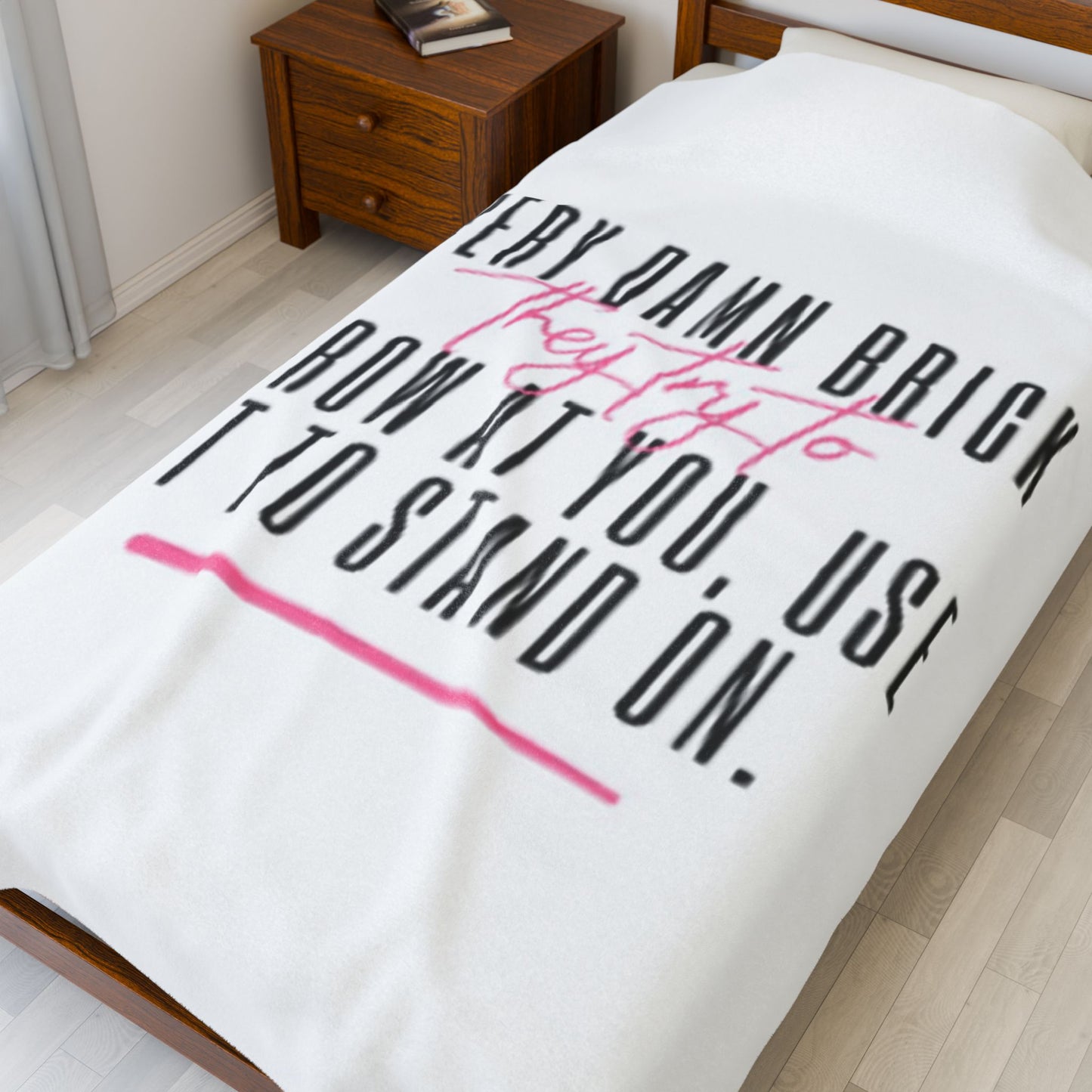 Inspirational Velveteen Plush Blanket - Motivational Quote Throw