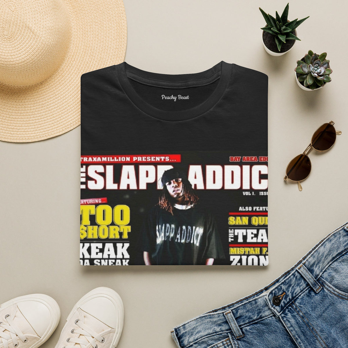 Slap Addict Traxamillion Graphic T-Shirt — Retro Rap Magazine Cover Tee