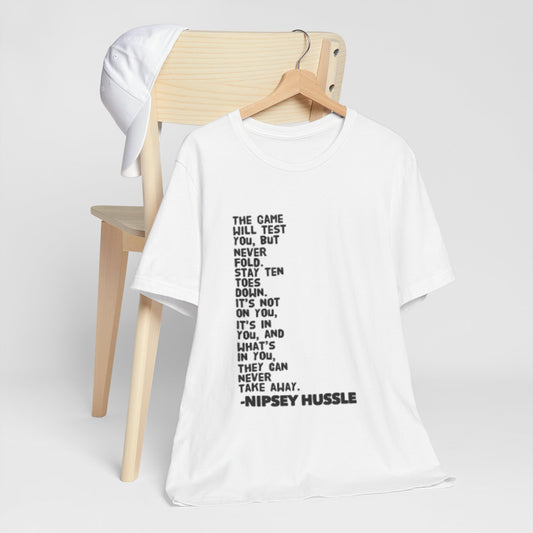 Nipsey Never Fold White Short Sleeve Tee