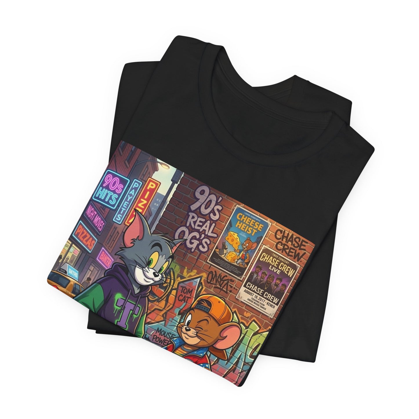 90s Cartoon Streetwear Tee — Tom & Jerry Retro Hip-Hop Design