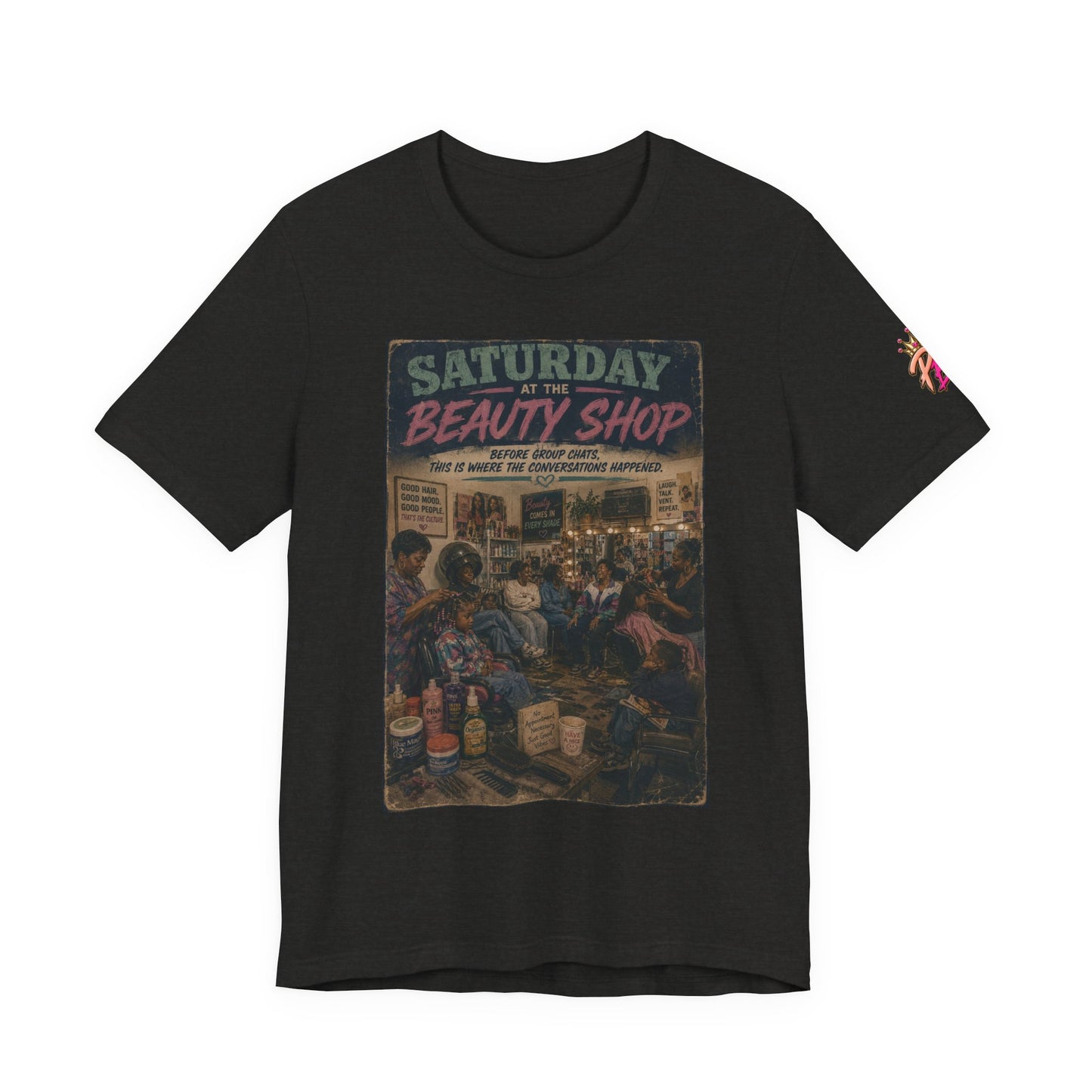 Saturday at the Beauty Shop Graphic T-Shirt — Vintage Barber Shop Scene