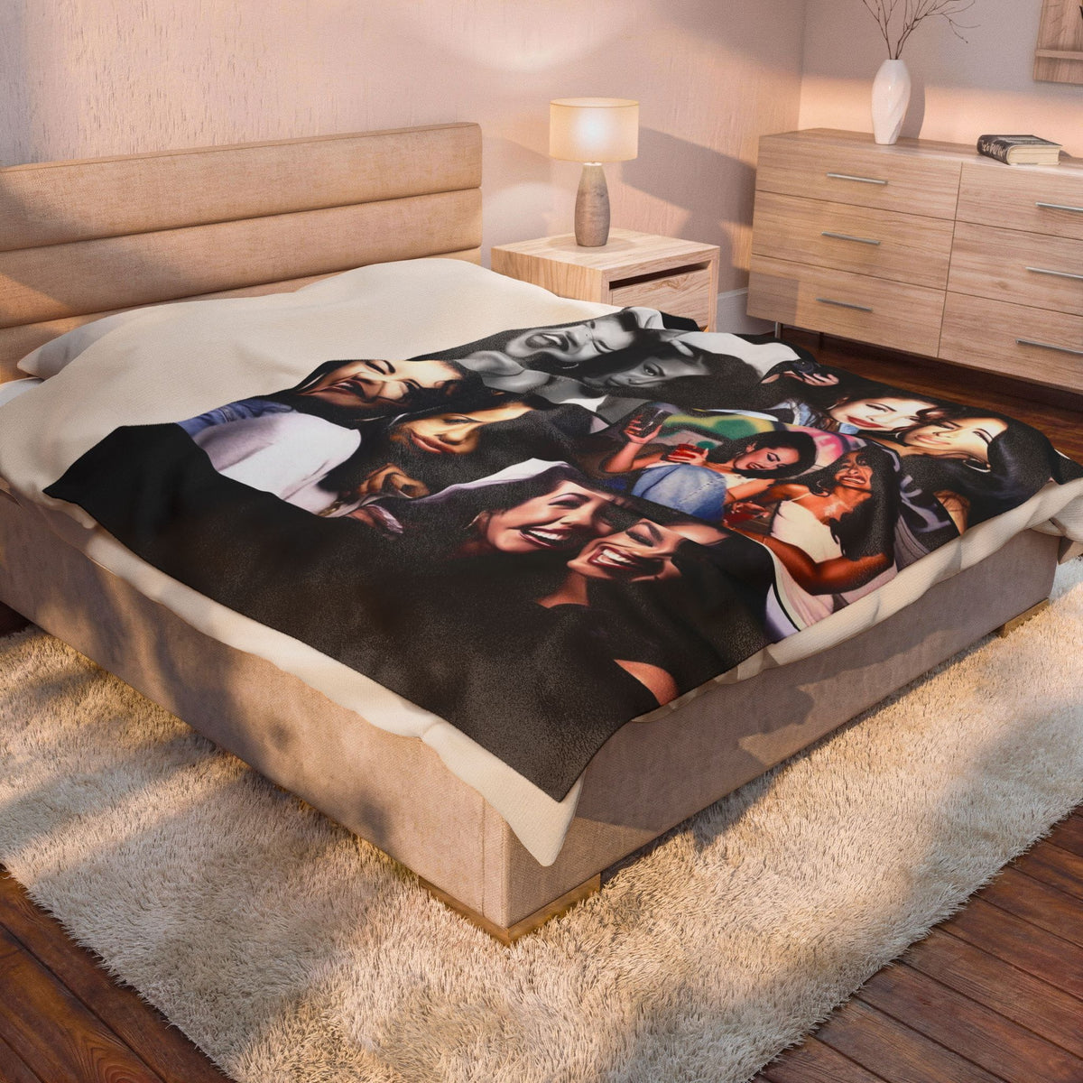 Aaliyah and Selena Cozy Velveteen Plush Blanket