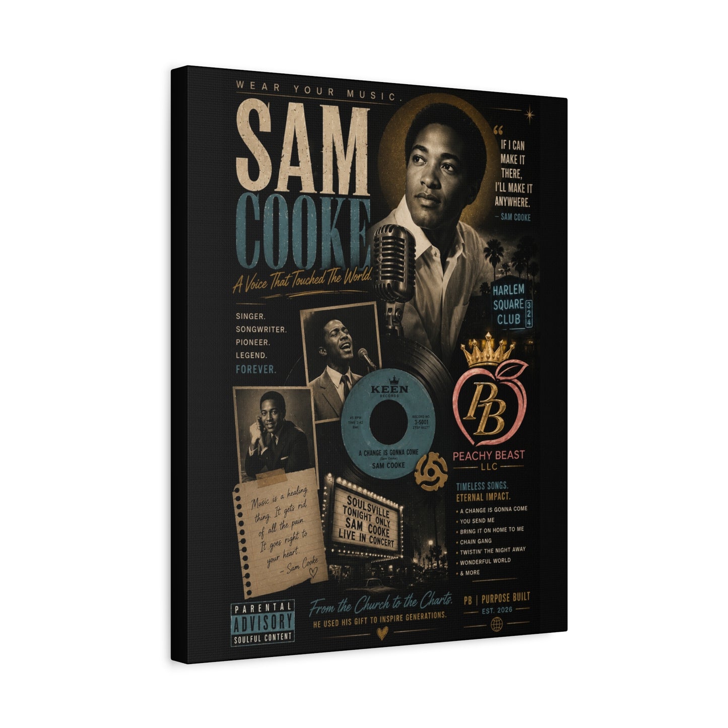 Vintage Music Poster Canvas of Sam Cooke