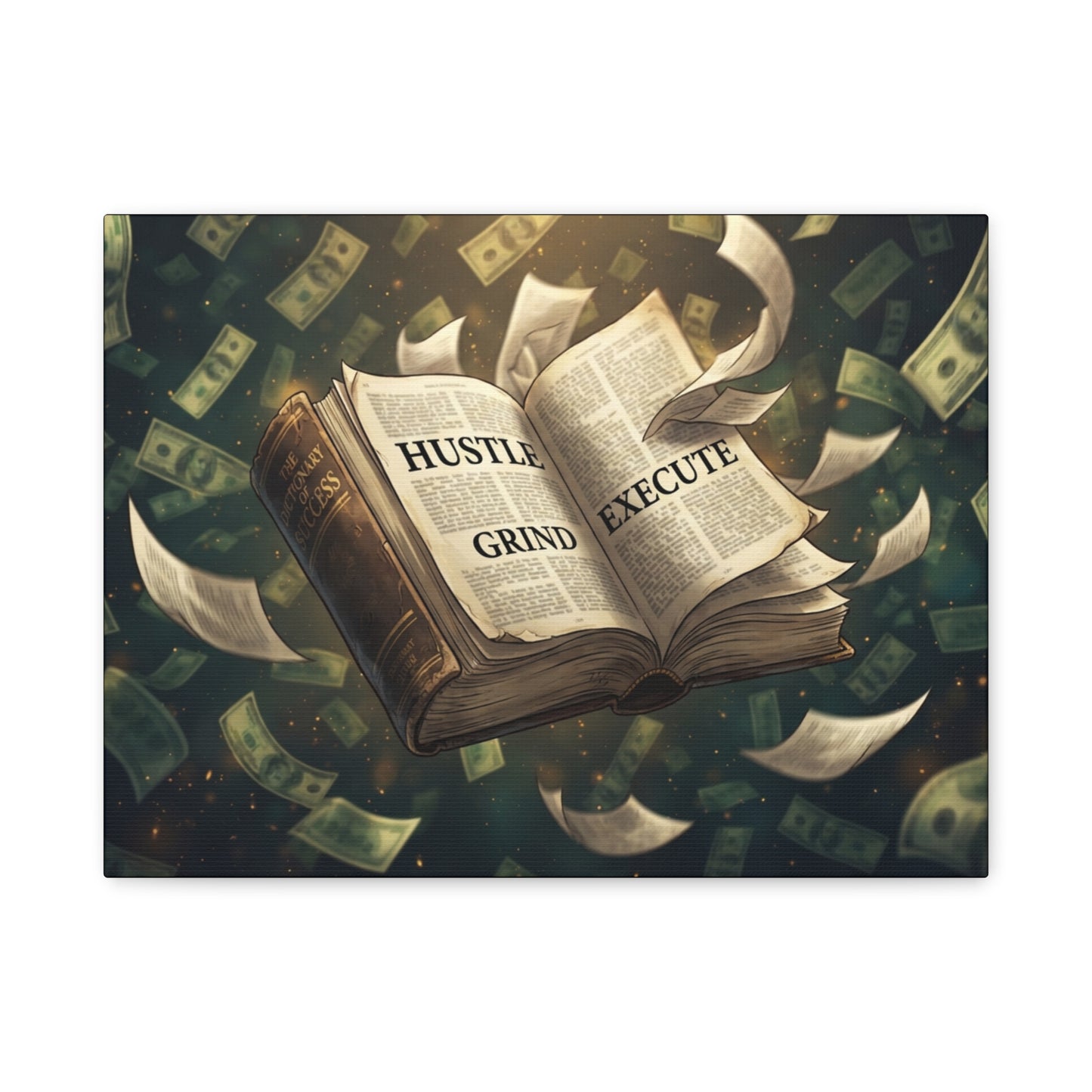 Motivational Canvas Print — "Hustle, Grind, Execute" Wall Art