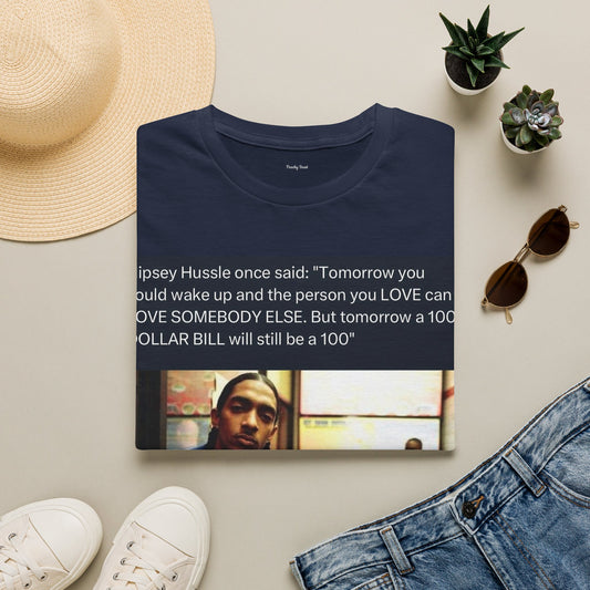 Nip Hussle Quote Photo Tee (“Tomorrow You Could Wake Up…”)