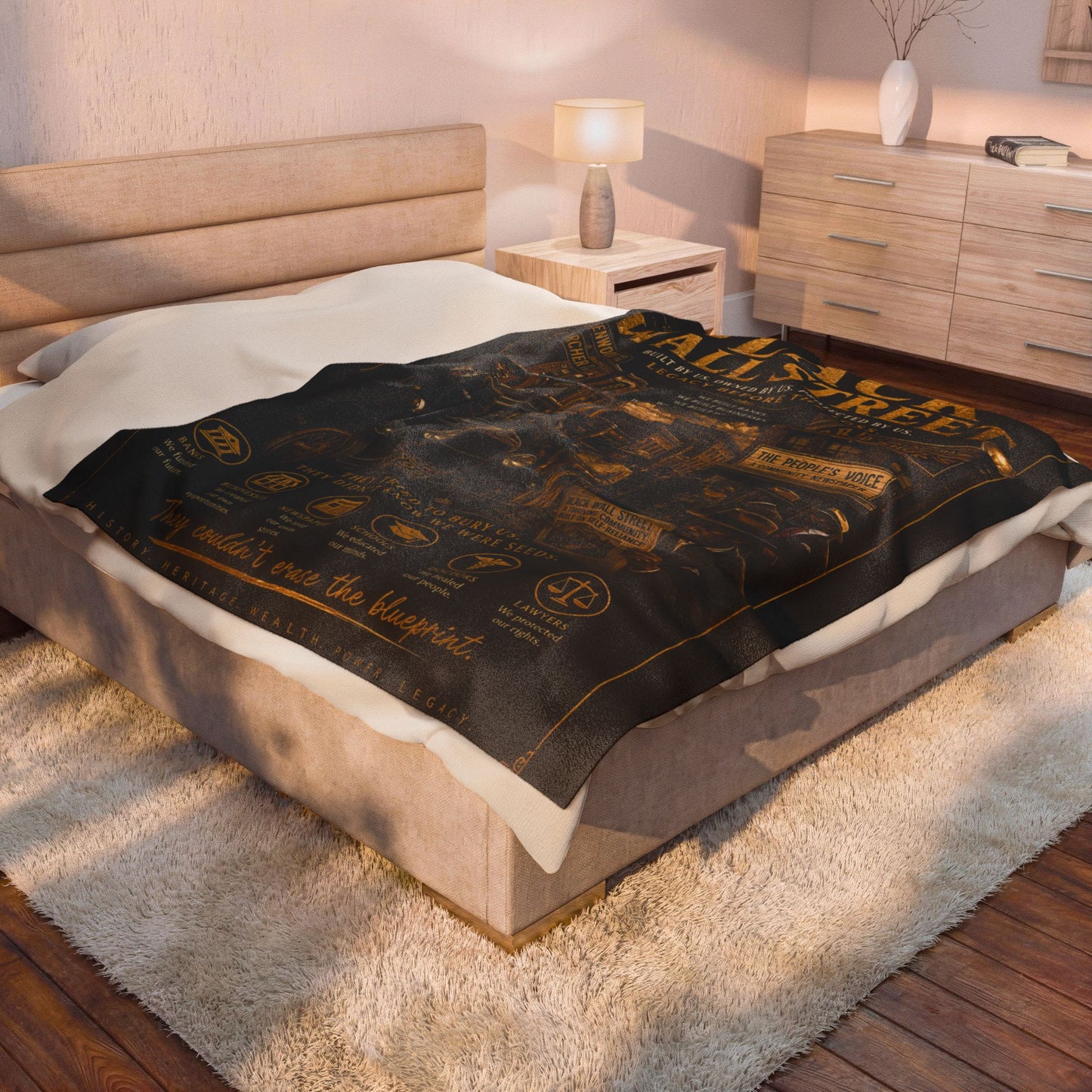 Velveteen Plush Blanket — Black Wall Street Historical Tribute Throw Blanket