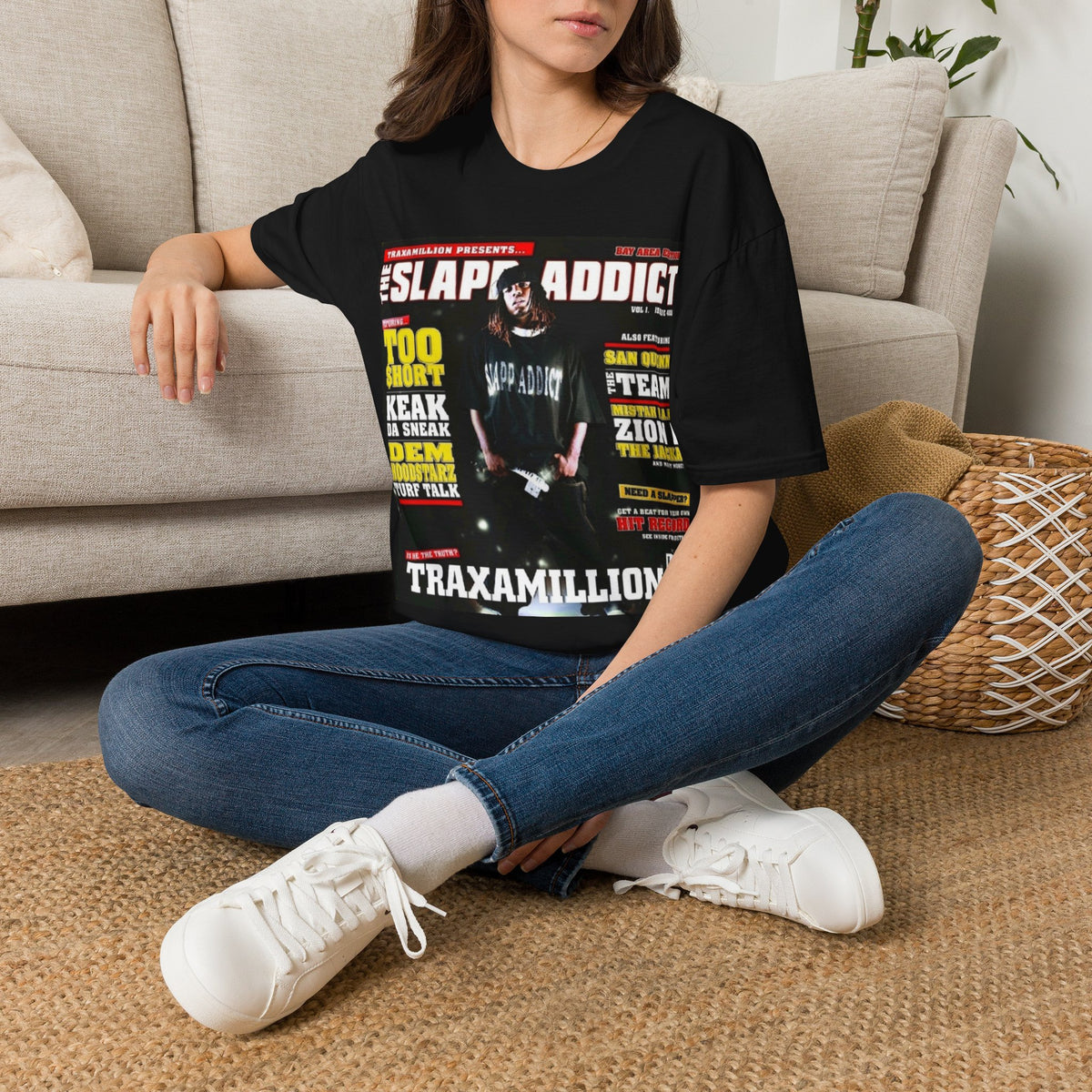 Slap Addict Traxamillion Graphic T-Shirt — Retro Rap Magazine Cover Tee