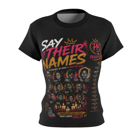 Say Their Names Women's Tee — Black Memorial Tribute Shirt