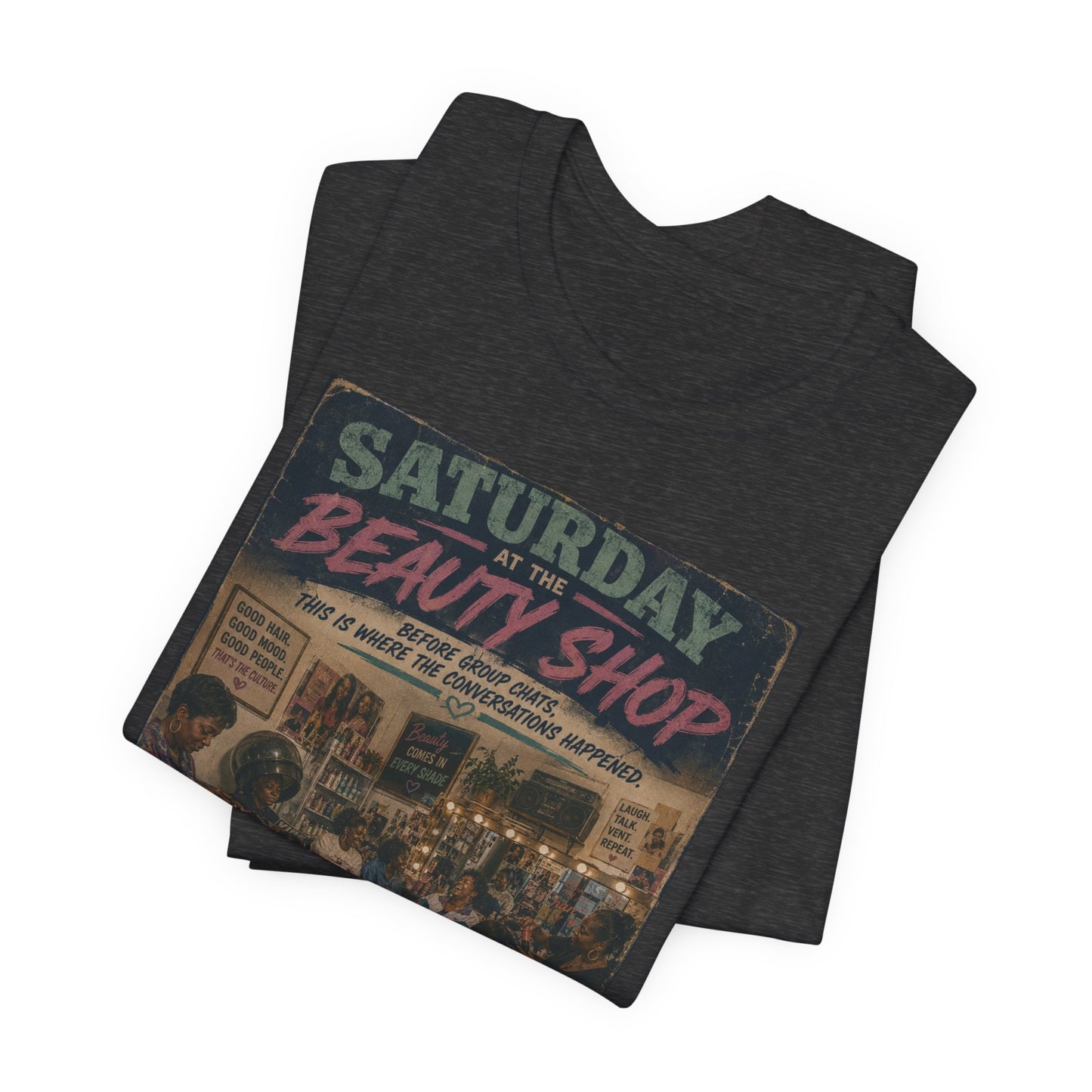 Saturday at the Beauty Shop Graphic T-Shirt — Vintage Barber Shop Scene