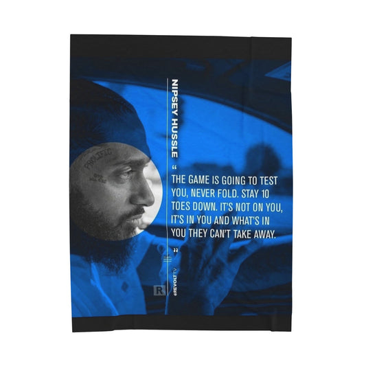 Inspirational Velveteen Plush Blanket with Nipsey Hussle Quote