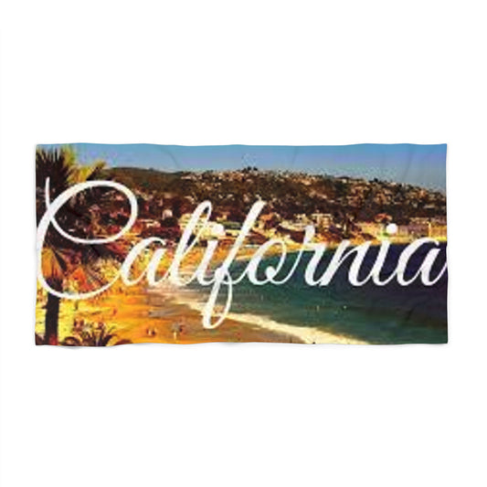 California Beach Towel, Coastal Vacation Towel, Summer Holiday Towel, Gift for Beach Lovers, Tropical Poolside Decor