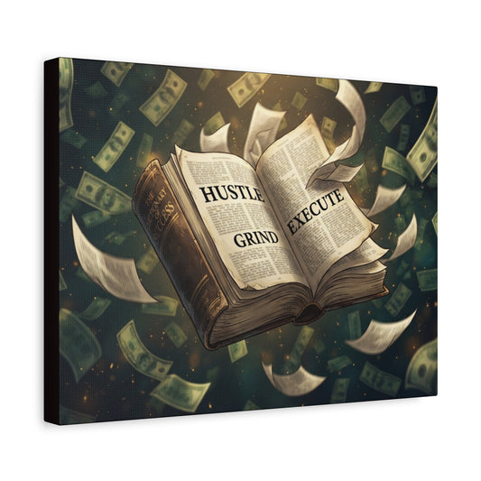 Motivational Canvas Print — "Hustle, Grind, Execute" Wall Art