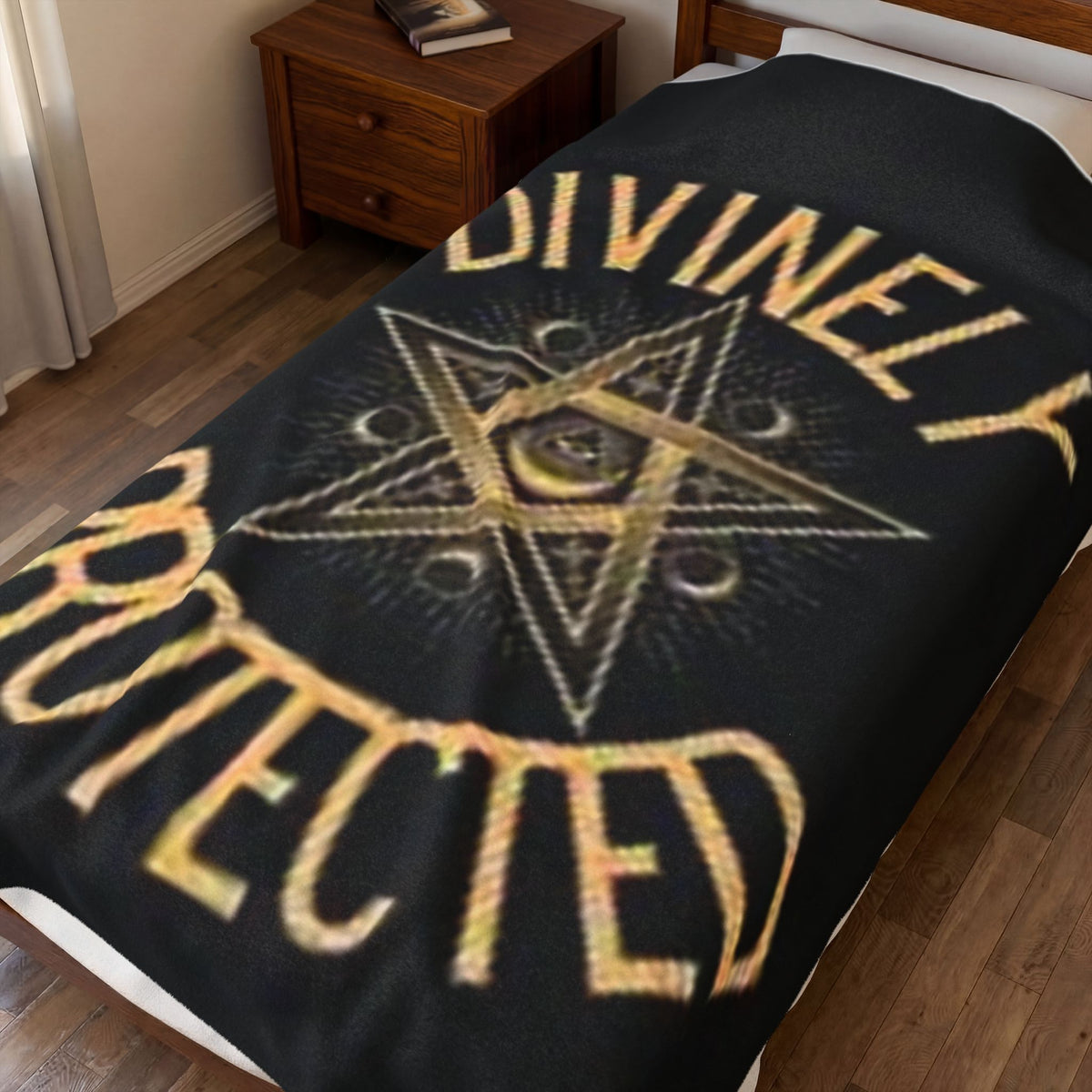 Divinely Protected Velveteen Plush Blanket – Cozy Pagan-Inspired Home Decor