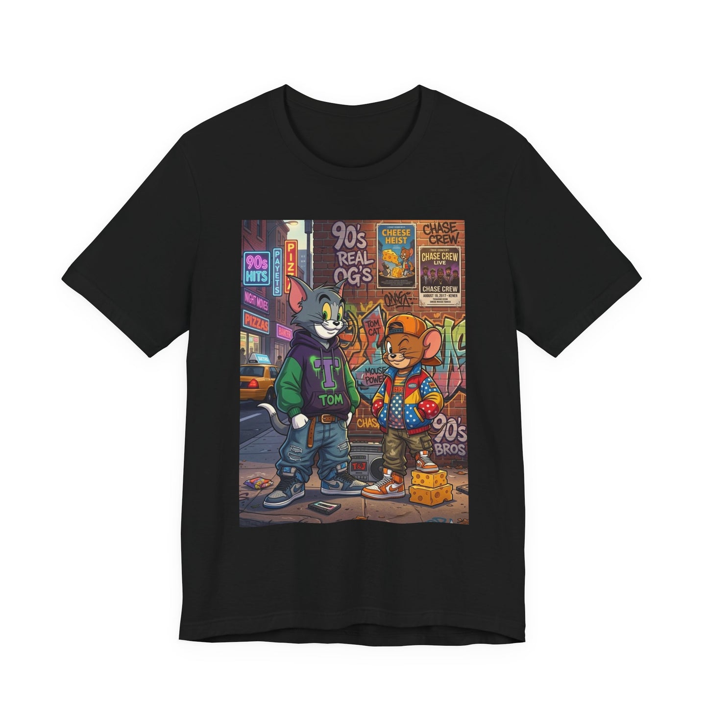 90s Cartoon Streetwear Tee — Tom & Jerry Retro Hip-Hop Design