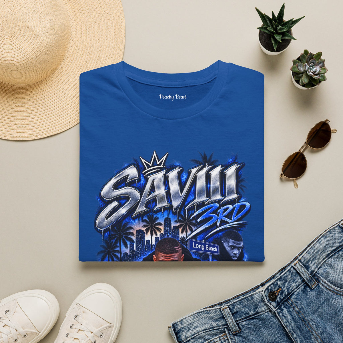 Saviii 3rd Long Beach Graphic T-Shirt — West Coast Rap Tribute
