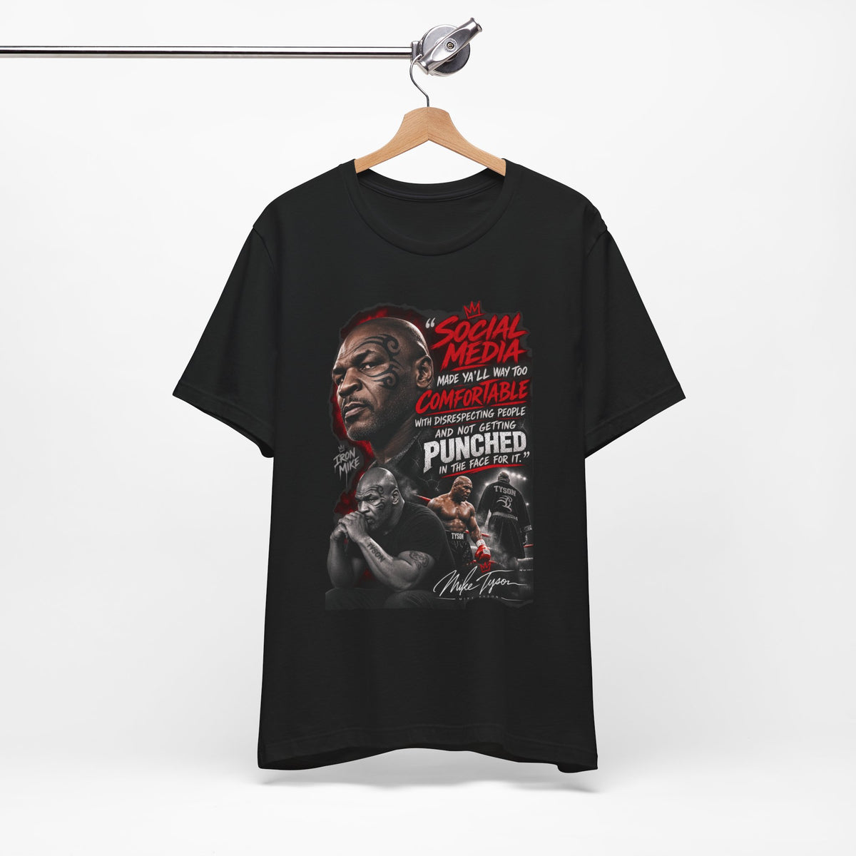 Graphic Tee — "Social Media Made You Comfortable" Motivational Boxing Design