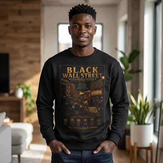 Black Wall Street Crewneck Sweatshirt — Vintage Greenwood Tulsa Tribute