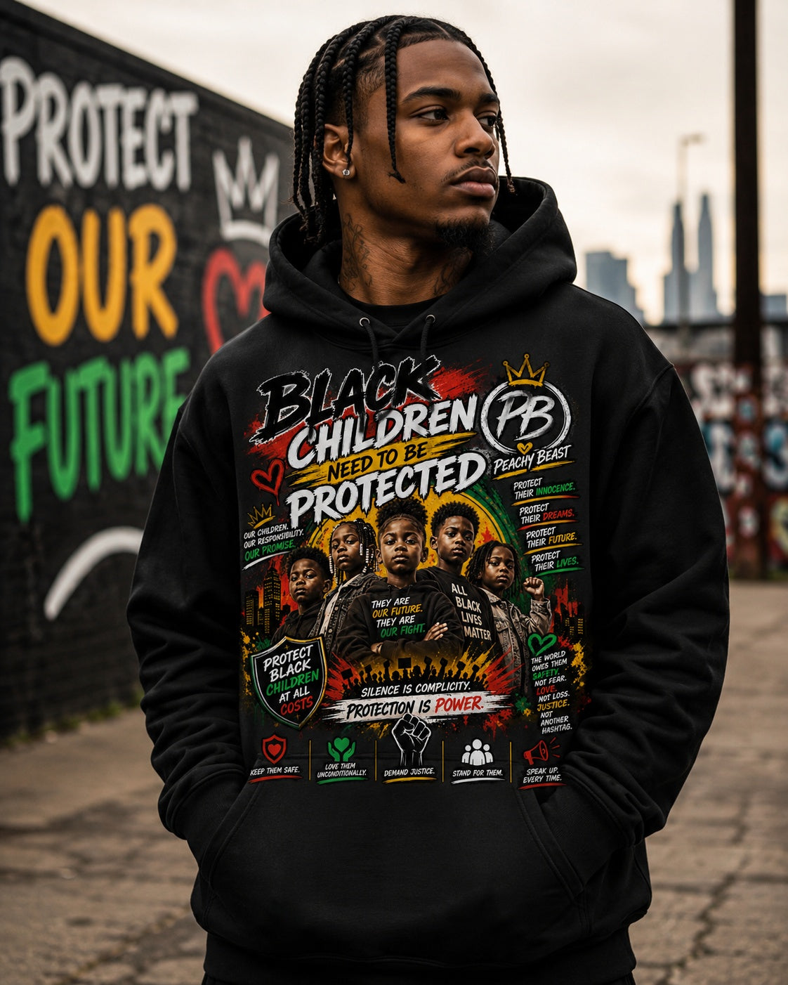 Black Children Need to be Protected Hoodie — Empowerment Graphic Pullover