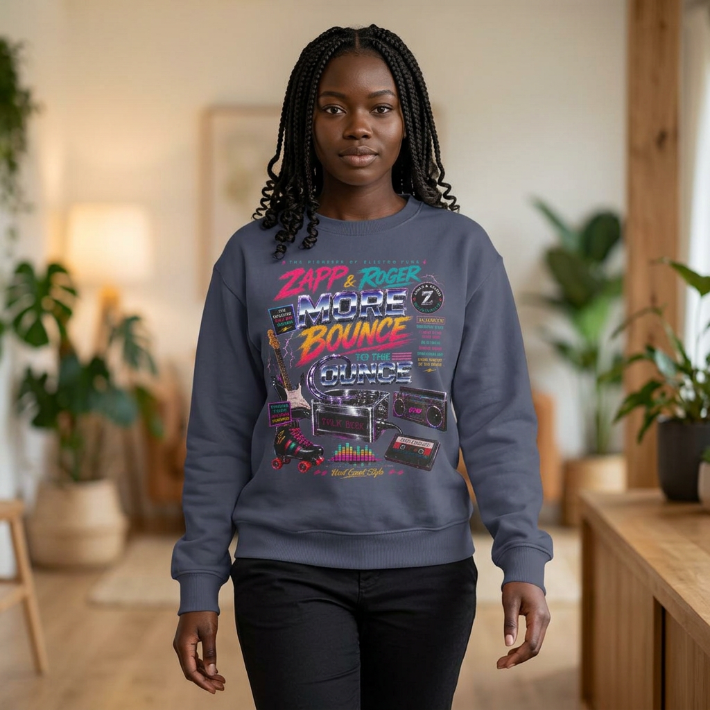 Retro 'More Bounce' Graphic Sweatshirt – 80s Vaporwave Radio Cassette Design