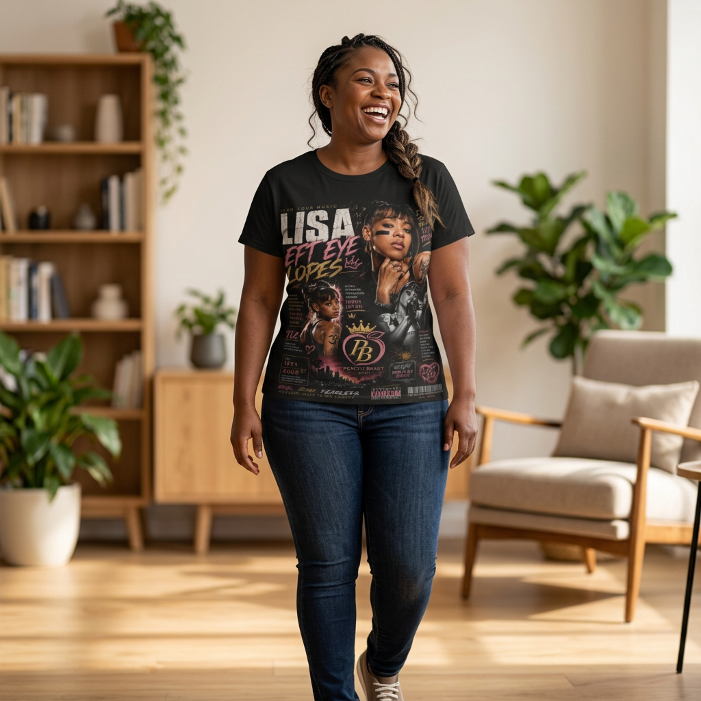 Women's Graphic Tee — Retro R&B Album Collage Design