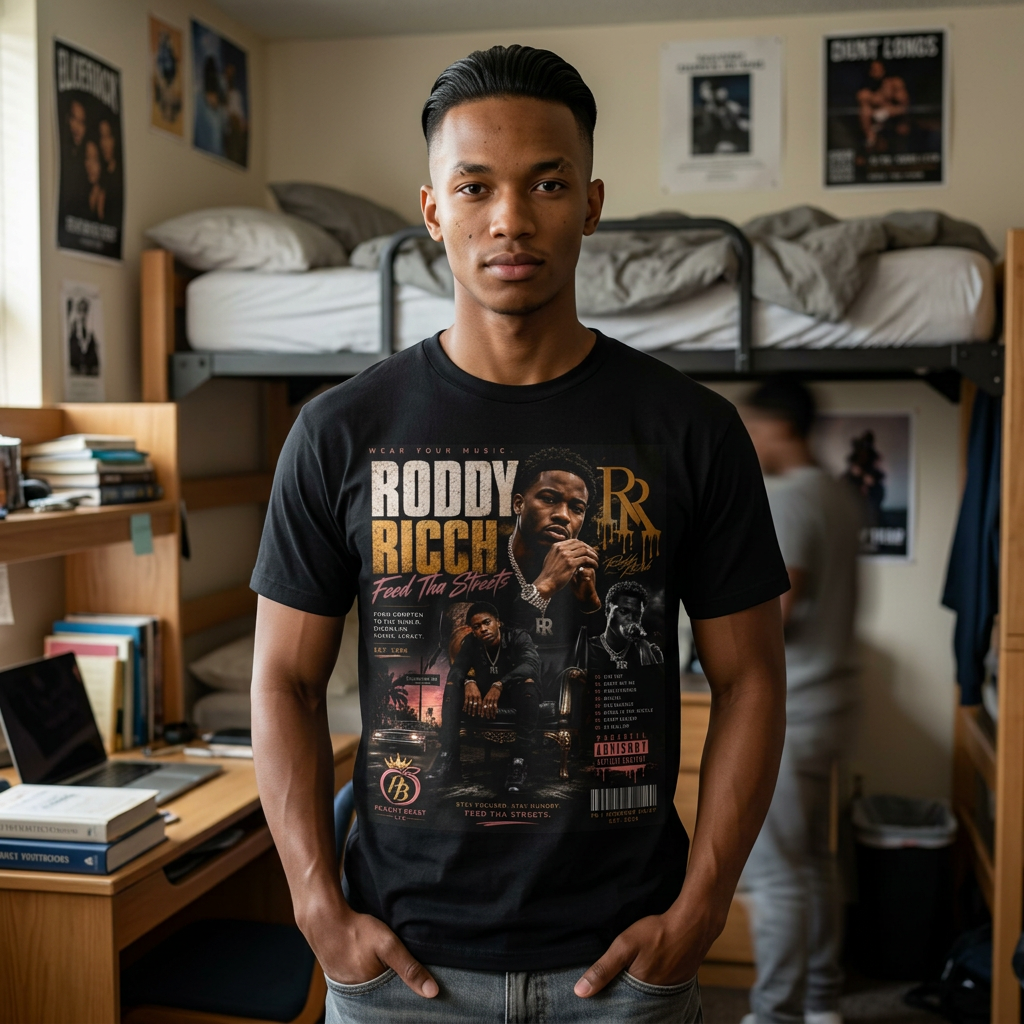 Roddy Ricch Concert Poster Tee - Vintage Hip Hop Short Sleeve Shirt