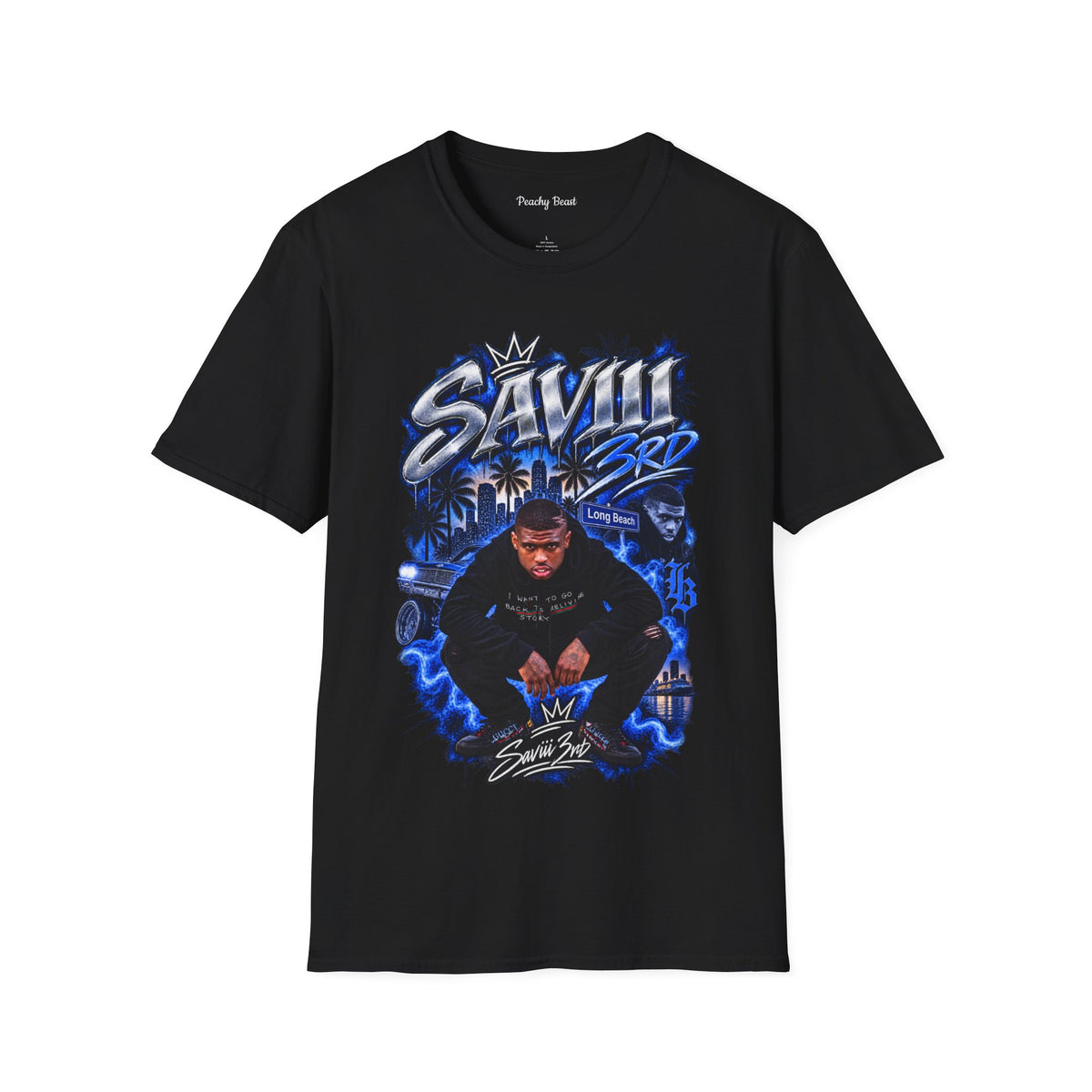 Saviii 3rd Long Beach Graphic T-Shirt — West Coast Rap Tribute