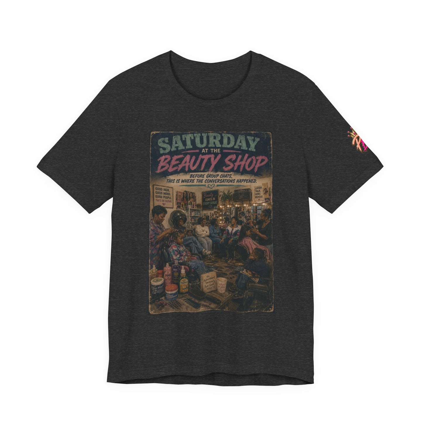 Saturday at the Beauty Shop Graphic T-Shirt — Vintage Barber Shop Scene