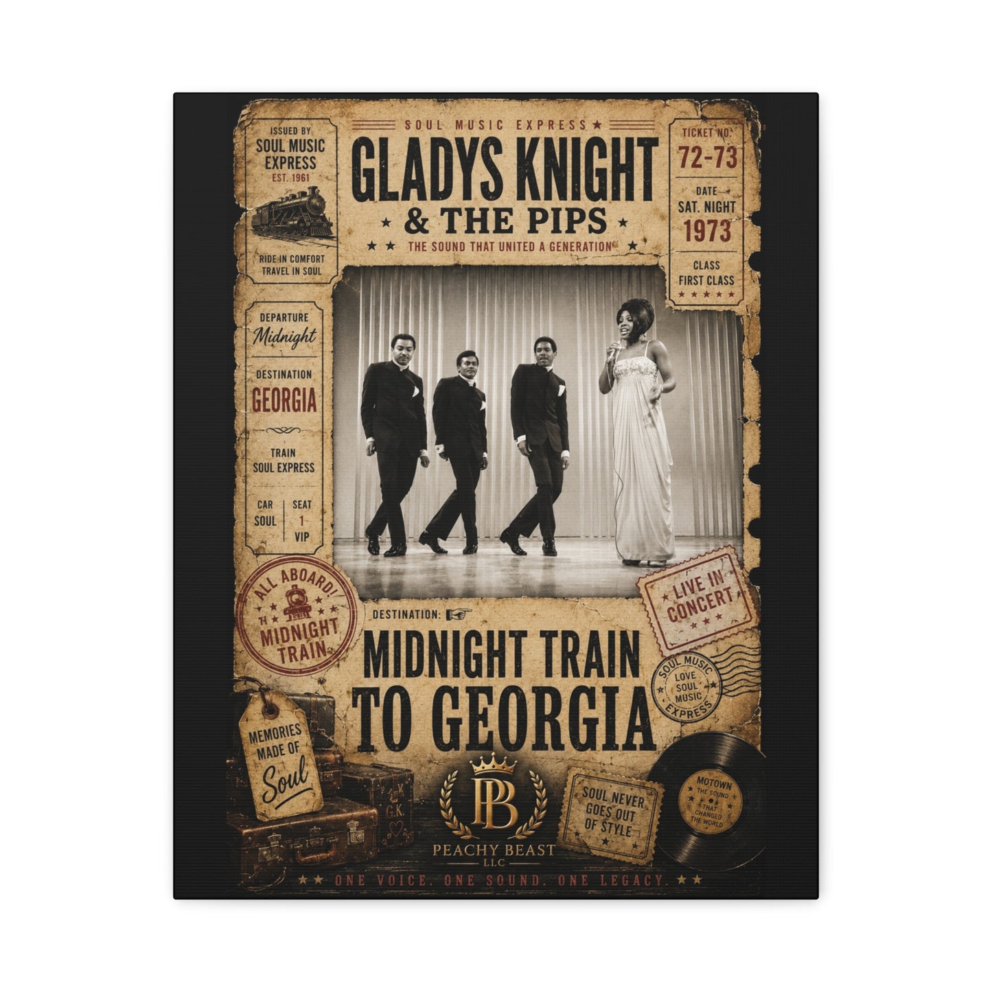 Midnight Train to Georgia Wall Art — Vintage Soul Music Canvas