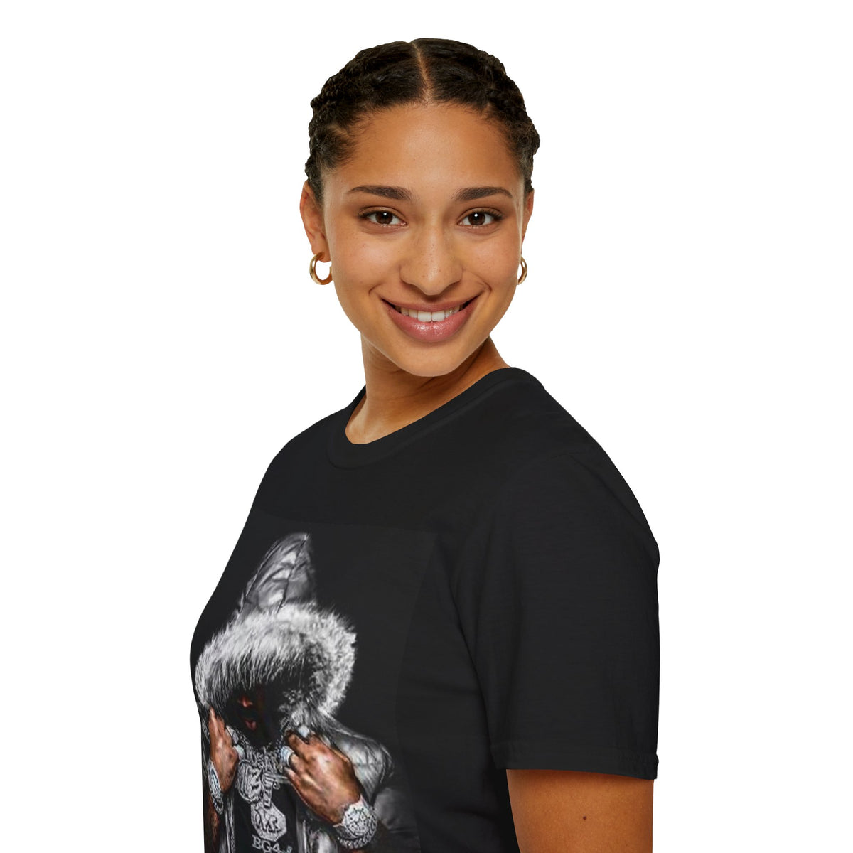 RIP MO3 T-Shirt – Hooded Fur-Trim Graphic Tee