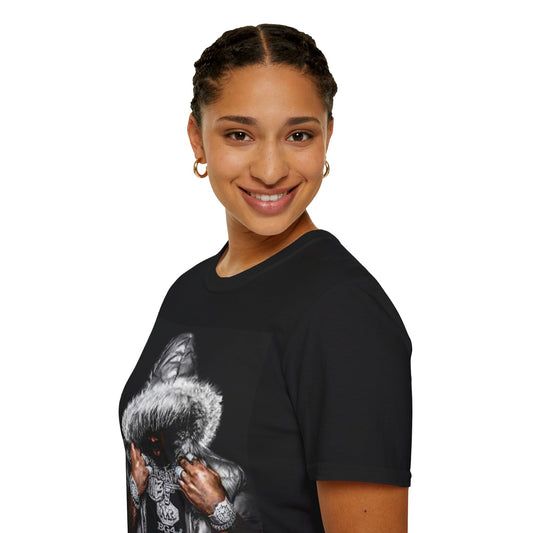 RIP MO3 T-Shirt – Hooded Fur-Trim Graphic Tee