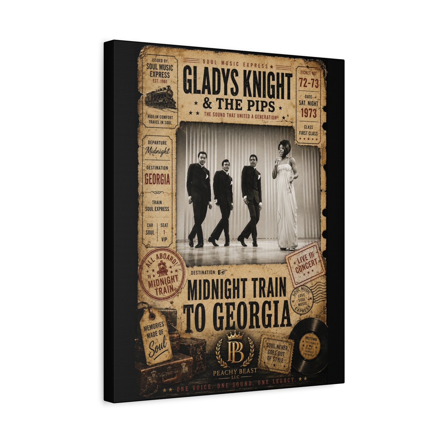Midnight Train to Georgia Wall Art — Vintage Soul Music Canvas