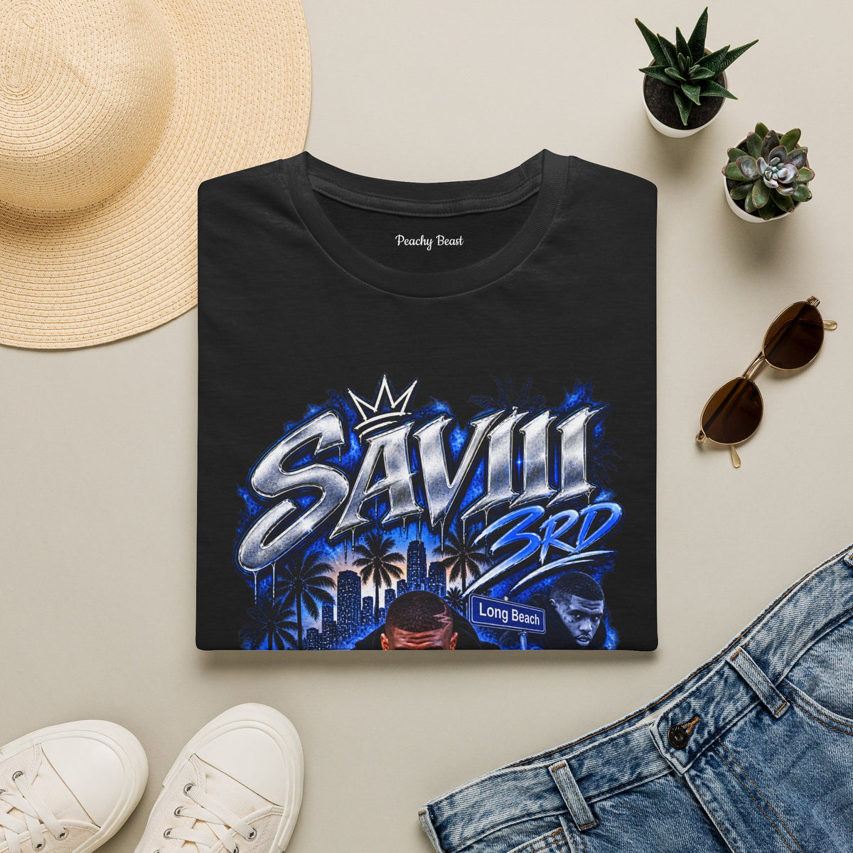 Saviii 3rd Long Beach Graphic T-Shirt — West Coast Rap Tribute