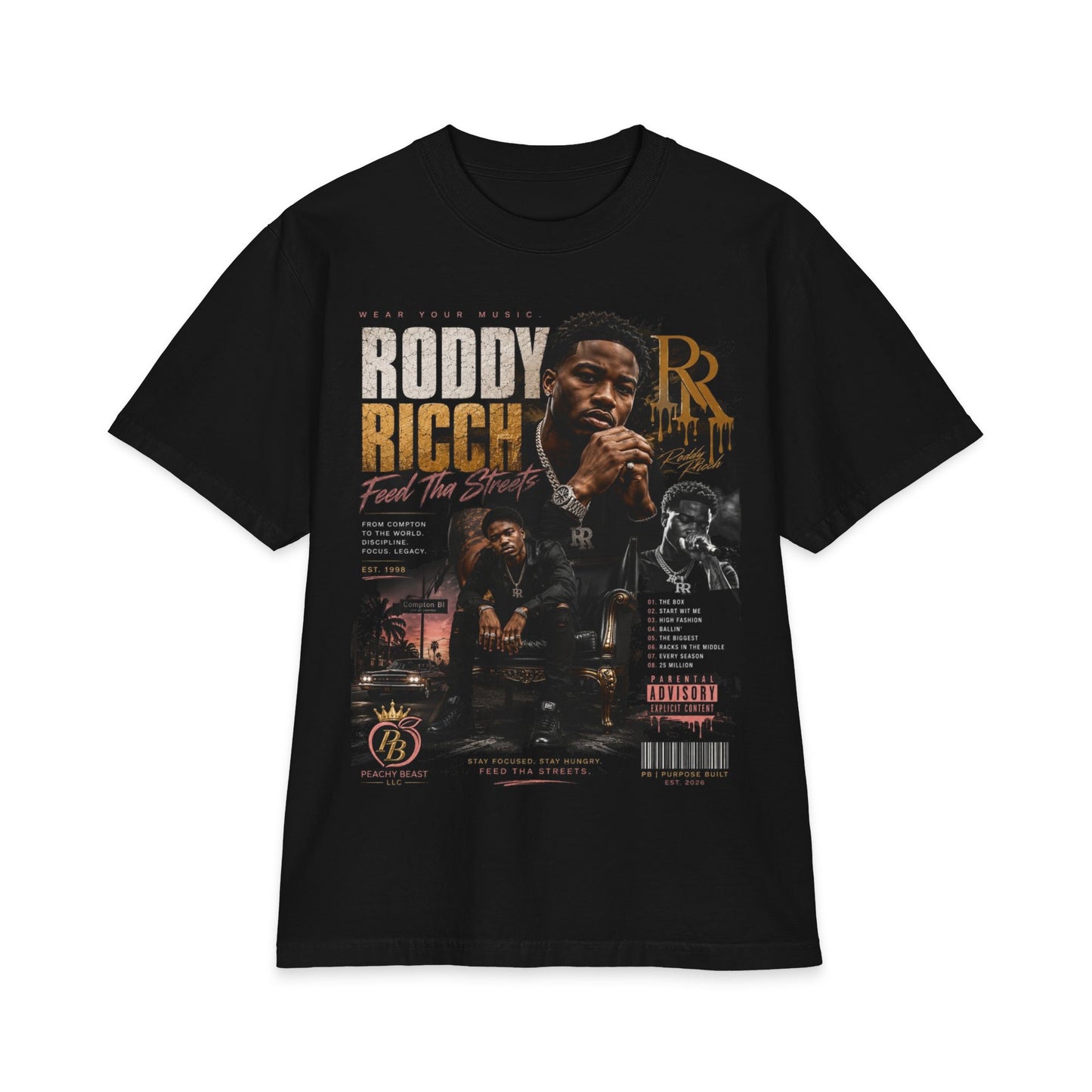 Roddy Ricch Concert Poster Tee - Vintage Hip Hop Short Sleeve Shirt