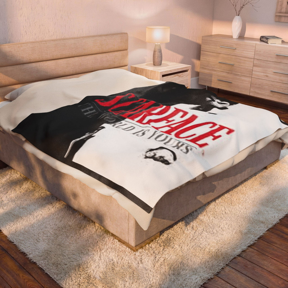Scarface Velveteen Plush Blanket - Cozy Throw for Fans of Classic Movies, The World is Yours Design