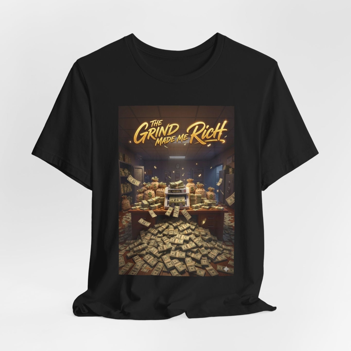 Motivational Money Grind T‑Shirt — “The Grind Made Me Rich” Graphic Tee
