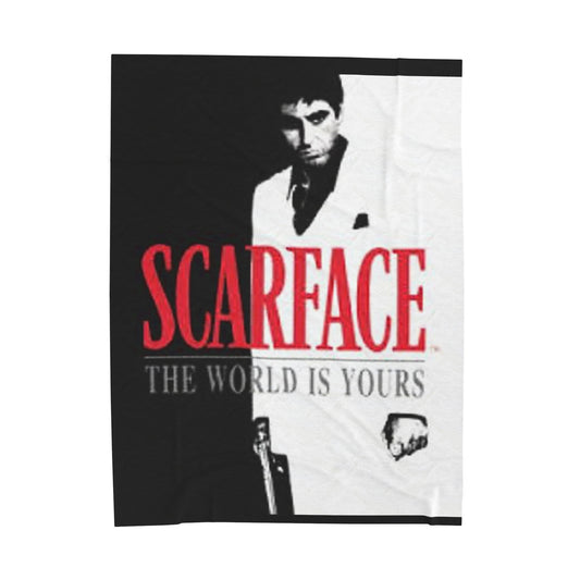 Scarface Velveteen Plush Blanket - Cozy Throw for Fans of Classic Movies, The World is Yours Design