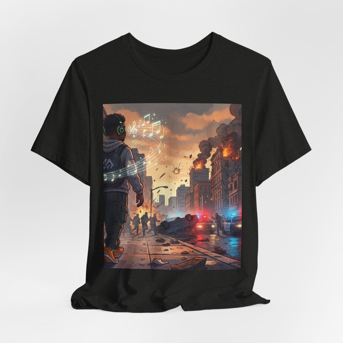 Apocalyptic Cityscape Tee — Mindin My Music Streetwear Graphic Shirt
