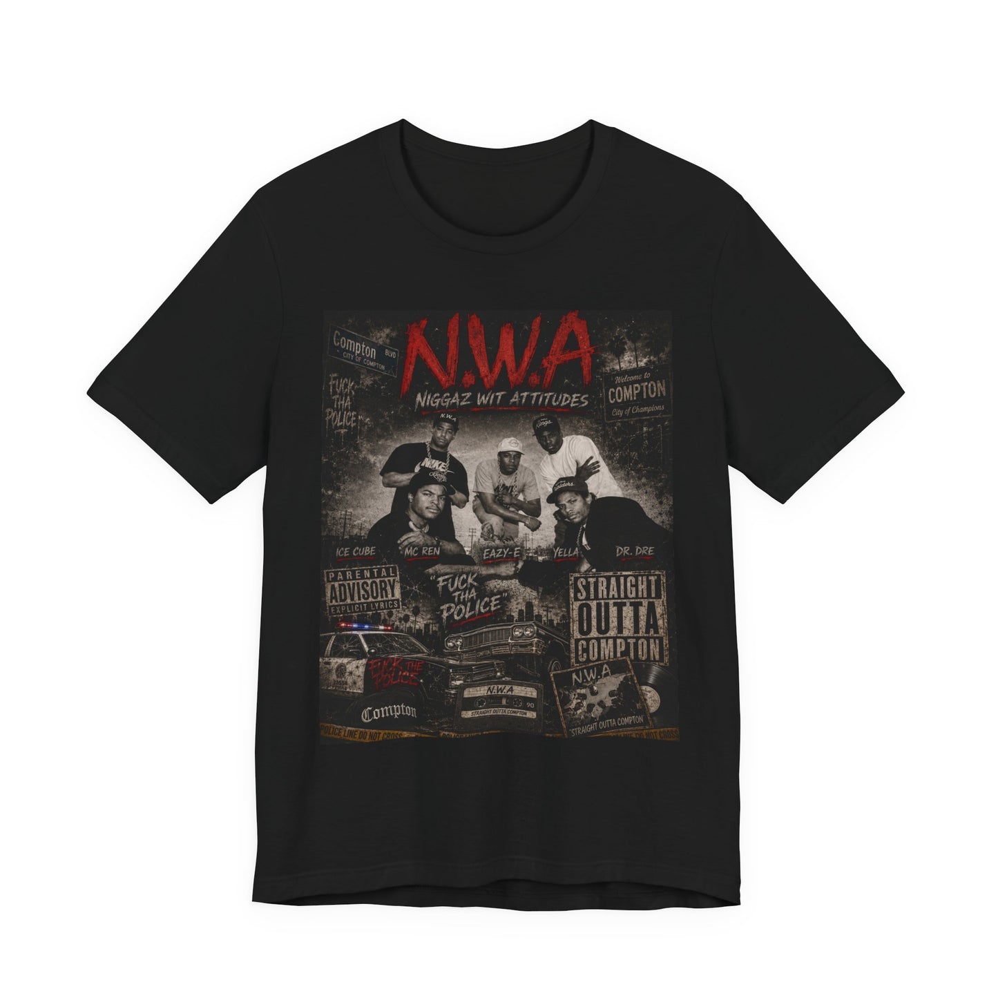 N.W.A. Graphic Tee — "Straight Outta" Vintage Rap Album Design