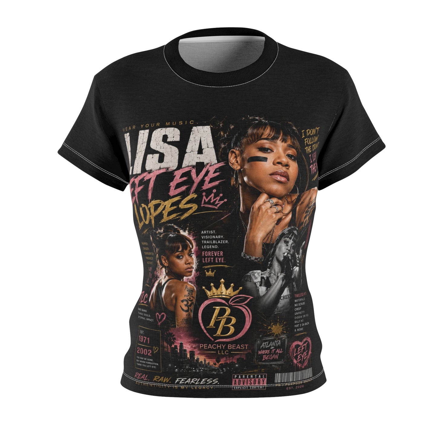 Women's Graphic Tee — Retro R&B Album Collage Design