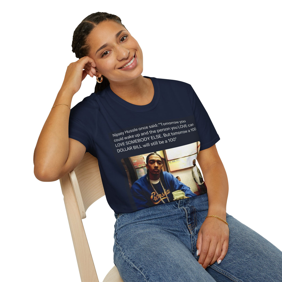 Nip Hussle Quote Photo Tee (“Tomorrow You Could Wake Up…”)