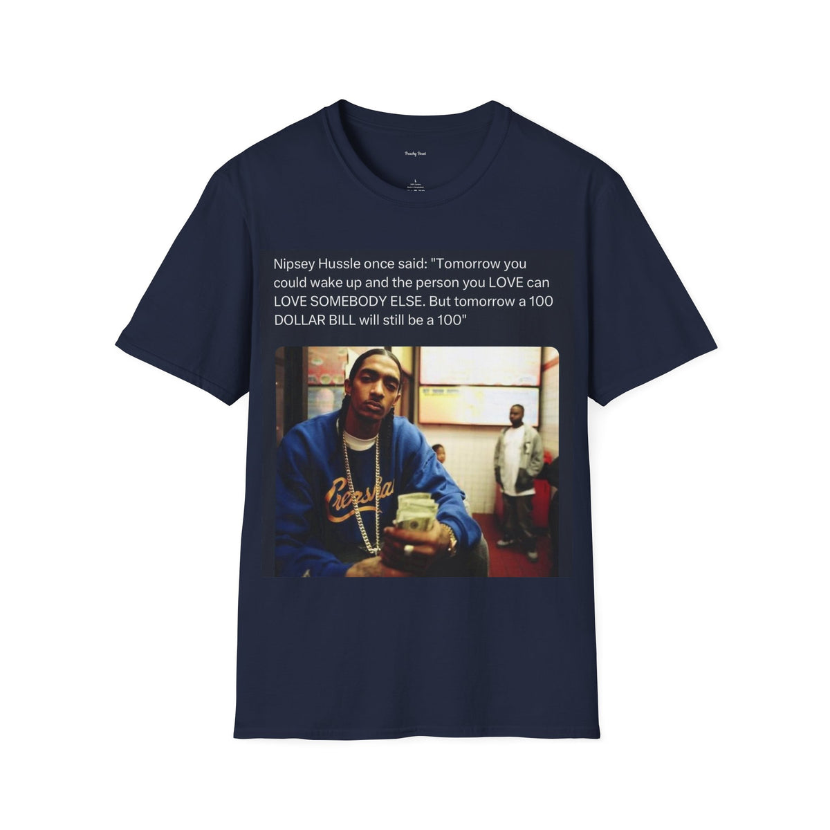 Nip Hussle Quote Photo Tee (“Tomorrow You Could Wake Up…”)
