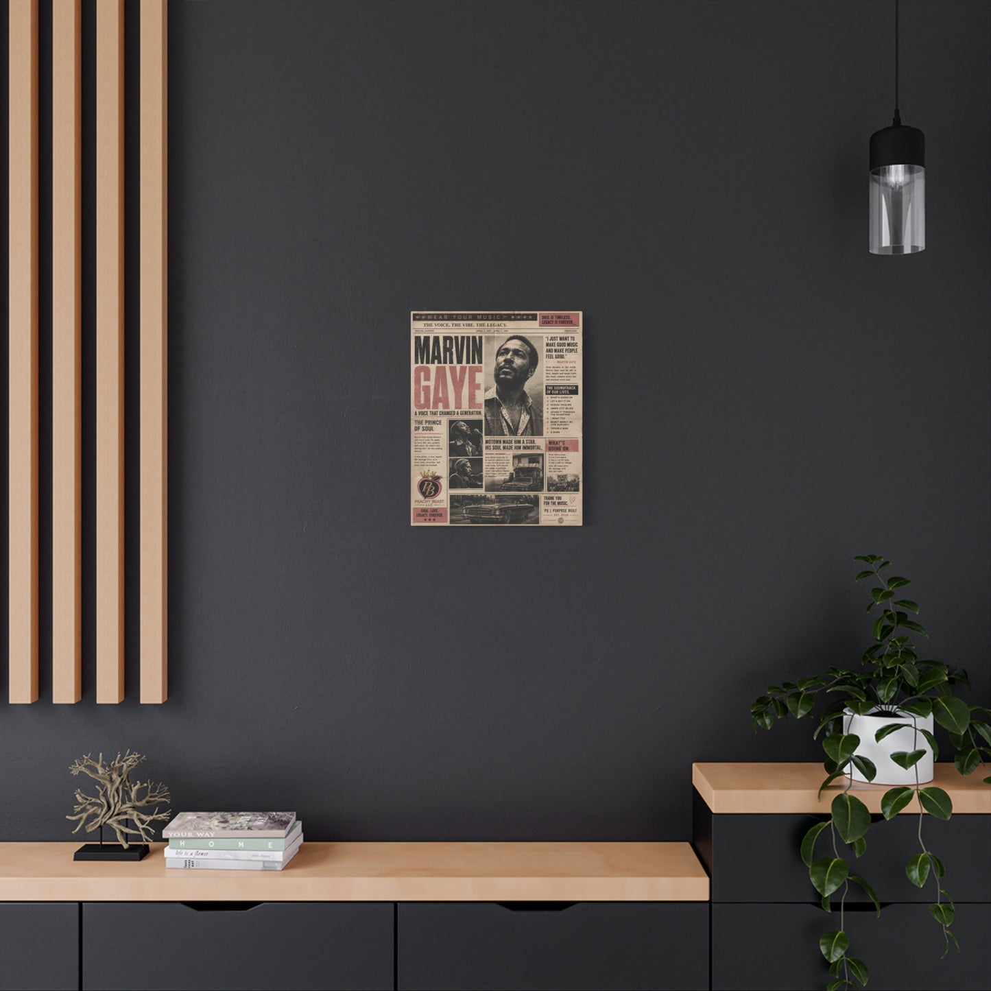 Marvin Gaye Vintage Newspaper-Style Matte Canvas Print