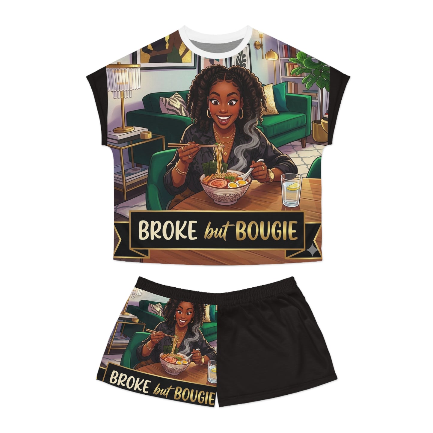 Broke But Bougie Women’s Short Pajama Set — Cozy Graphic Sleepwear