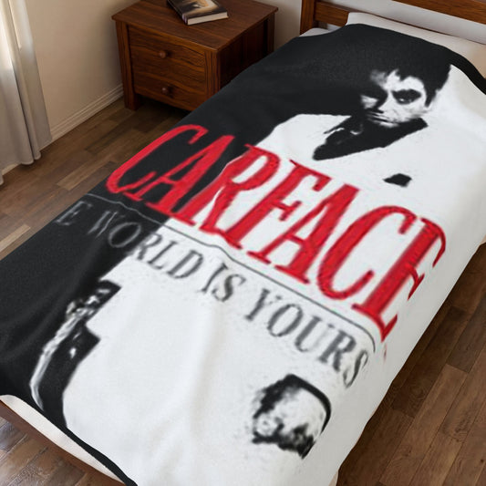 Scarface Velveteen Plush Blanket - Cozy Throw for Fans of Classic Movies, The World is Yours Design